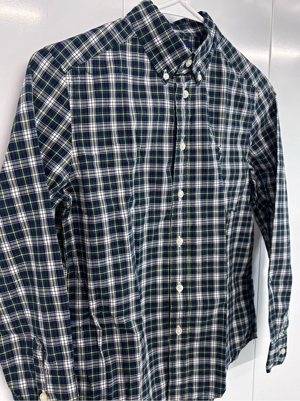 Boys Ralph Lauren Button Down Shirt Size Medium 10-12 Plaid Long Sleeve Cotton